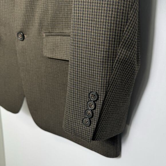 Chaps Men’s Blazer Jacket Brown Micro Houndstooth Sport Coat Size 40R - Picture 3 of 8
